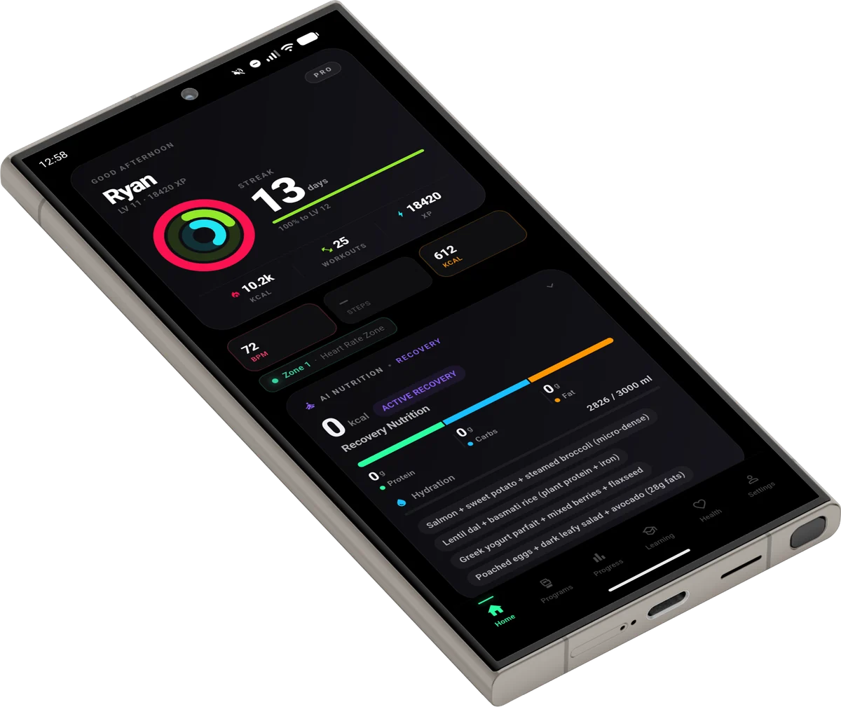 Android telefonda KickFlow ana ekranı